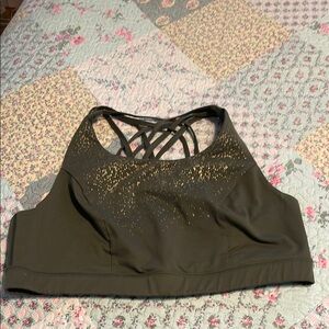 Torrid Olive Green Sports Bra with Gold Accents